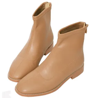 Ann’S高個子女孩看這裡-獨家方楦素面皮革平底短靴-卡其 歷史價格詳細信息