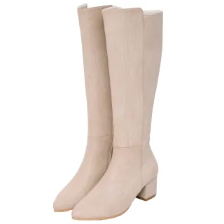 Ann’S返璞經典-復古皮革前高後低粗跟及膝長靴5cm-灰 歷史價格詳細信息