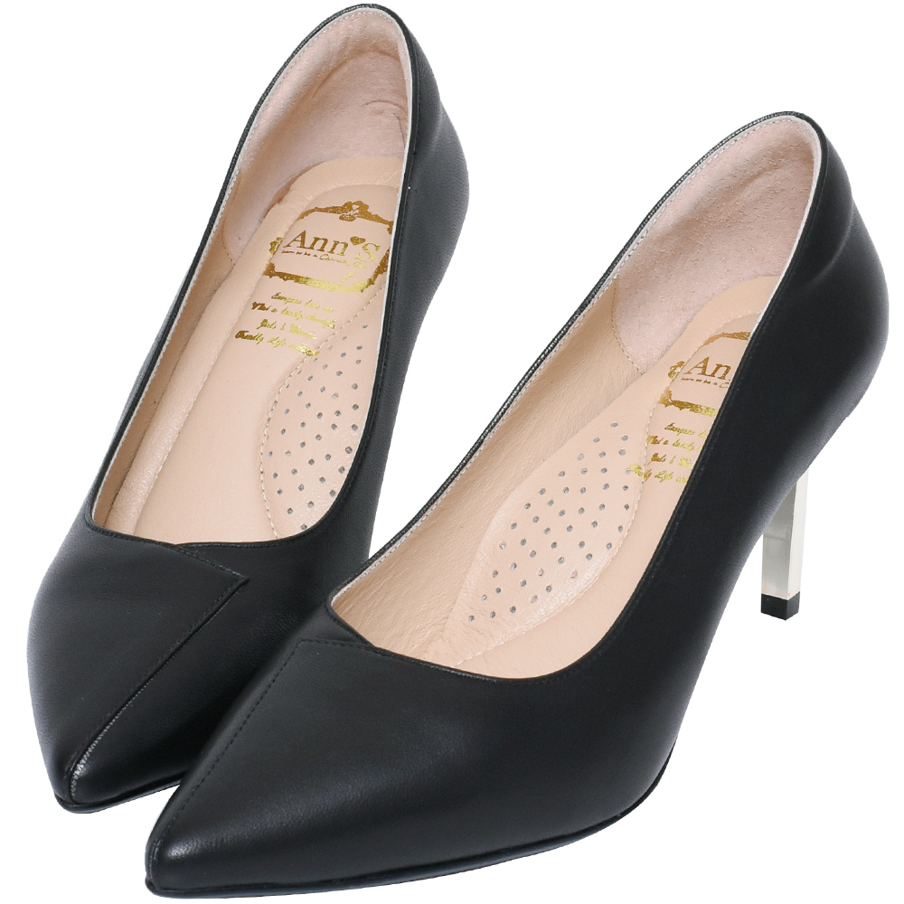 Ann’S嚮往的女人味-層次拼接柔軟小羊皮電鍍細跟尖頭高跟鞋7.5cm-米白 歷史價格詳細信息