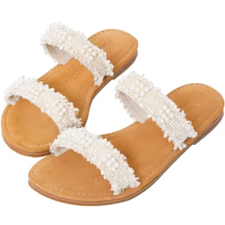 Ann’S水洗牛皮-小香風毛呢珍珠木紋跟方頭涼鞋-藍(版型偏小) 歷史價格詳細信息