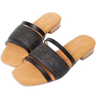 Ann’S水洗牛皮-小香風毛呢珍珠木紋跟方頭涼鞋-藍(版型偏小) 歷史價格詳細信息