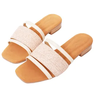 Ann’S水洗牛皮-小香風毛呢珍珠木紋跟方頭涼鞋-藍(版型偏小) 歷史價格詳細信息