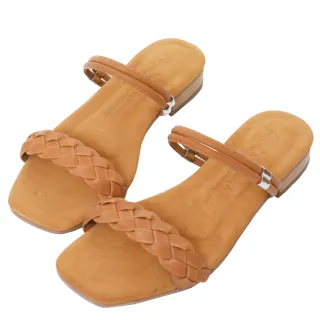 Ann’S水洗牛皮-編織繫帶木紋跟方頭涼鞋-棕 歷史價格詳細信息