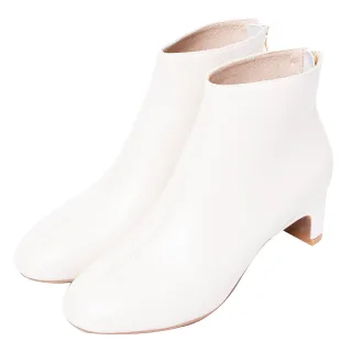 Ann’S完美版型-素面皮革扁跟圓頭短靴5cm-杏(版型偏小) 歷史價格詳細信息