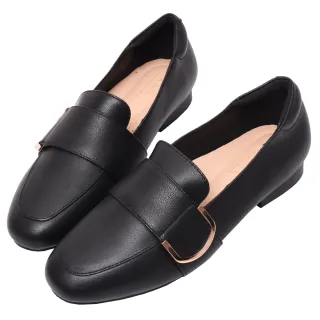 Ann’S堅持好穿-寬帶金色D扣全真皮小羊皮紳士鞋-黑 歷史價格詳細信息