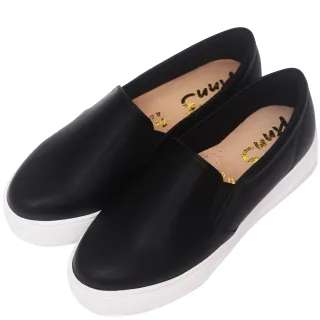 Ann’S激瘦第三代!!!全真牛皮銀色大方扣厚底小白鞋-黑 歷史價格詳細信息