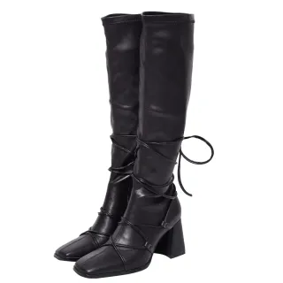 【Ann’S】ANNSTAR詩亞SA聯名-辣妹的綁帶造型及膝長靴7.5cm(黑) 價格比較,價格查詢,歷史價格詳細信息