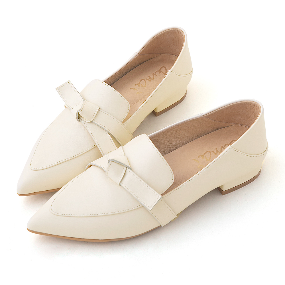 amai 真皮蝴蝶結尖頭低跟樂福鞋 低跟鞋 粗跟鞋 真皮鞋 懶人鞋 上班鞋 通勤 百搭 時尚 大尺碼 粉色 K18PN 歷史價格詳細信息