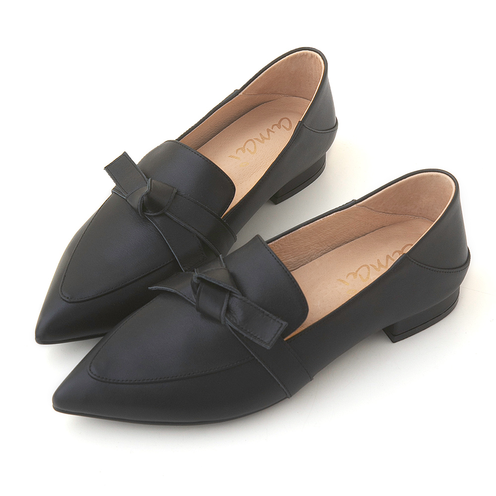 amai 真皮蝴蝶結尖頭低跟樂福鞋 低跟鞋 粗跟鞋 真皮鞋 懶人鞋 上班鞋 通勤 百搭 時尚 大尺碼 粉色 K18PN 歷史價格詳細信息