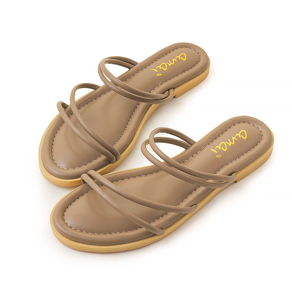 【amai】簡約時尚套趾方頭涼鞋 低跟涼鞋 平底涼鞋 細帶涼鞋 套趾涼鞋 粗跟涼鞋 百搭 大尺碼 FS404BE(杏色) 歷史價格詳細信息