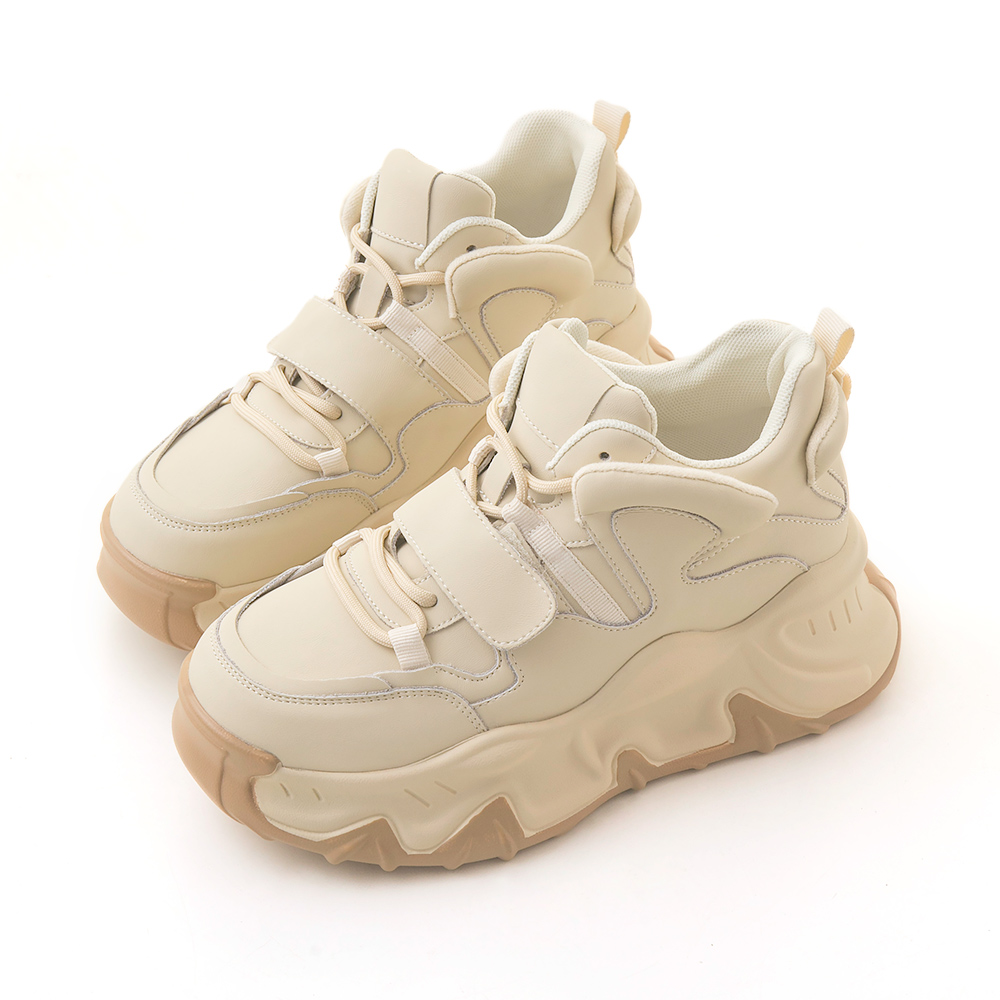 杏色老爹鞋女款2023新款秋冬厚底增高運動鞋顯腳小休閑百搭女鞋子 歷史價格詳細信息
