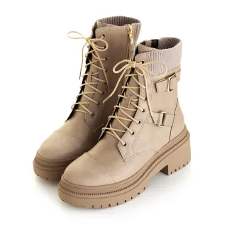 amai 率性休閒風厚底靴 機車靴 粗跟靴 短靴 中筒靴 軍靴 厚底 中跟 百搭 英倫風 大尺碼 杏色 GB990BE 歷史價格詳細信息