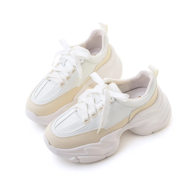 杏色老爹鞋女款2023新款秋冬厚底增高運動鞋顯腳小休閑百搭女鞋子 歷史價格詳細信息