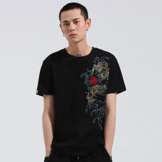 【BLUE WAY】男裝 金標暗影龍虎繡花 短袖 上衣-日本藍 歷史價格詳細信息