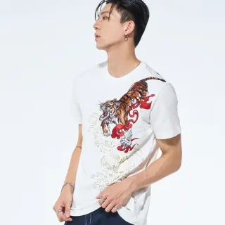 【BLUE WAY】男裝 金標暗影龍虎繡花 短袖 上衣-日本藍 歷史價格詳細信息