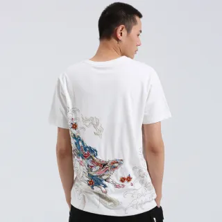 【BLUE WAY】男裝 金標暗影龍虎繡花 短袖 上衣-日本藍 歷史價格詳細信息