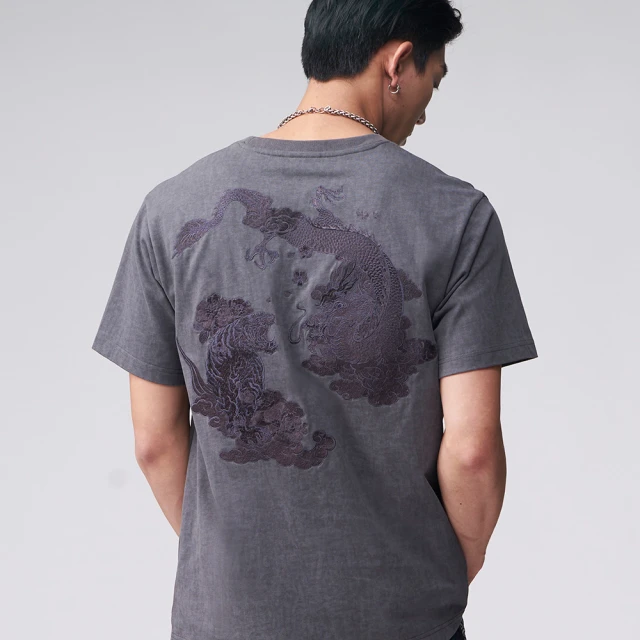 【BLUE WAY】男裝 金標暗影龍虎繡花 短袖 上衣-日本藍 歷史價格詳細信息