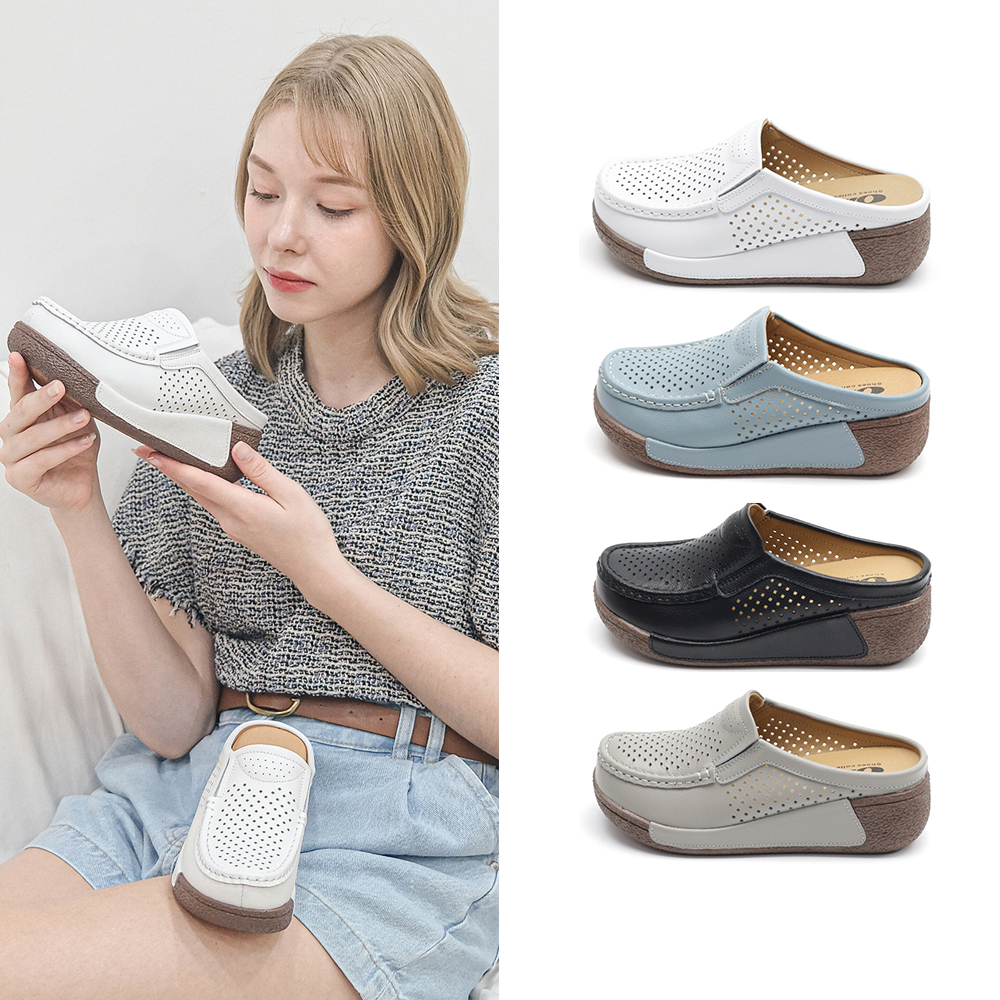 【OLLIE】韓國空運。立體縫線皮革4.5CM厚底樂福懶人鞋/版型偏小(72-1046/5色/現+預) 歷史價格詳細信息