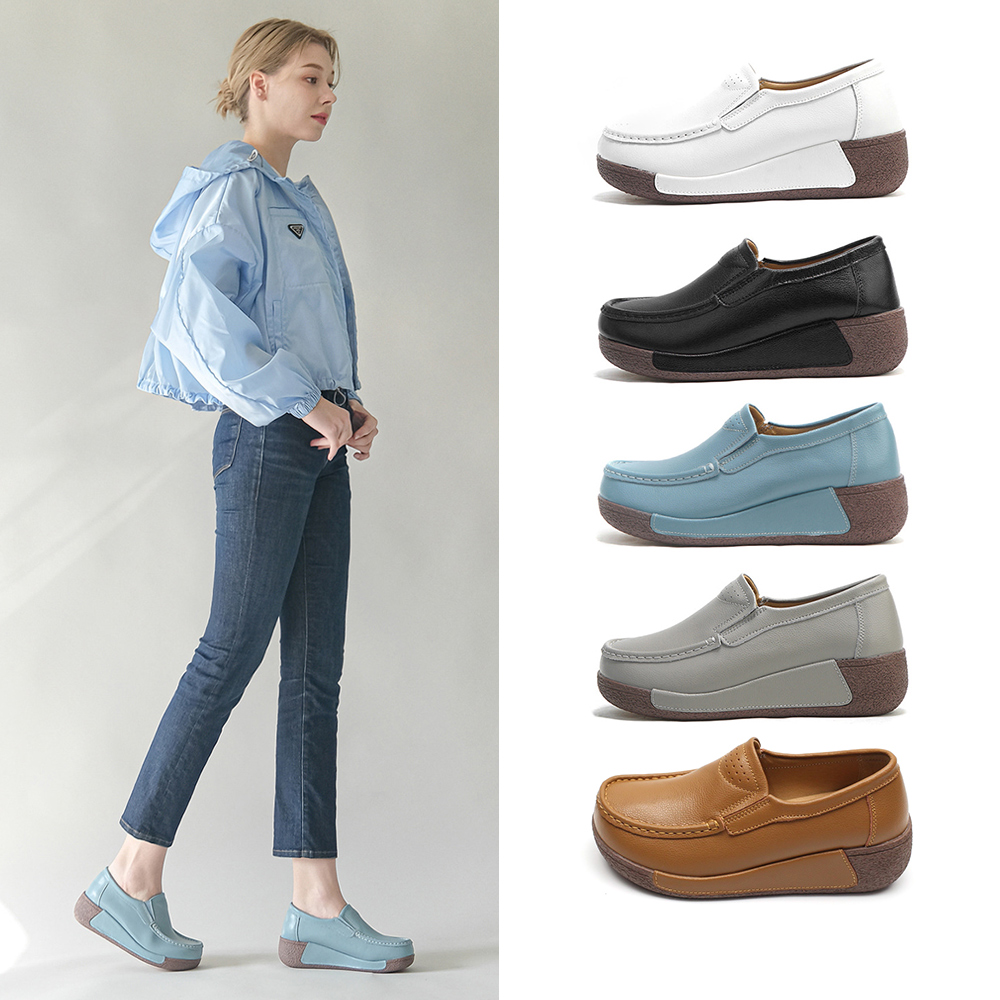 【OLLIE】韓國空運。立體縫線皮革4.5CM厚底樂福懶人鞋/版型偏小(72-1046/5色/現+預) 歷史價格詳細信息