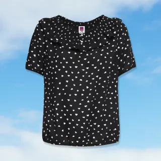 【ILEY 伊蕾】波浪領縲縈針織上衣(黑色；M-2L；1241455002) 歷史價格詳細信息