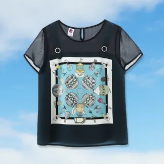 【ILEY 伊蕾】熱帶葉片印花舒適棉麻七分袖上衣1213281416(綠) 歷史價格詳細信息