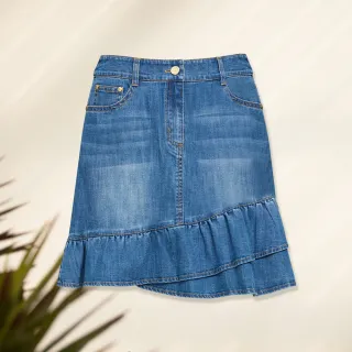 【ILEY 伊蕾】不規則荷葉活片剪裁斜紋A字短褲裙(深藍色；M-XL；1223022414) 歷史價格詳細信息