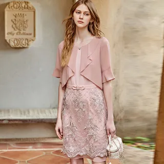 【ILEY 伊蕾】高雅端莊光澤感蕾絲織紋無袖洋裝(粉色；M-XL；1231087017) 歷史價格詳細信息