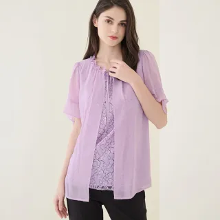 【ILEY 伊蕾】浪漫花卉緹花雪紡上衣(淺紫色；M-XL；1232281405) 歷史價格詳細信息