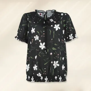 【ILEY 伊蕾】優雅荷葉綁帶手繪風玫瑰印花雪紡上衣(淺綠色；M-2L；1232181423) 歷史價格詳細信息