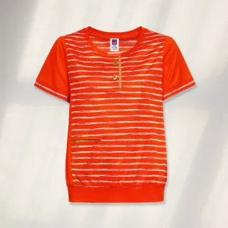 【ILEY 伊蕾】亮采幾何圖案漸層造型七分袖上衣1221281406(深藍) 歷史價格詳細信息