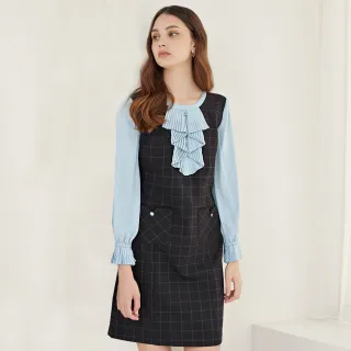 【ILEY 伊蕾】學院風格紋造型剪接垂墜荷葉褲裙(灰色；M-XL；1223422402) 歷史價格詳細信息