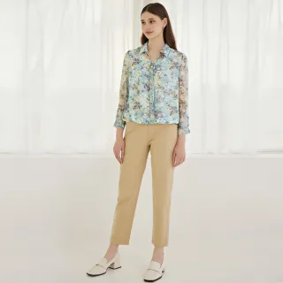 【ILEY 伊蕾】高雅印花造型垂墜領結滑順上衣(杏色；M-2L；1223071406) 歷史價格詳細信息