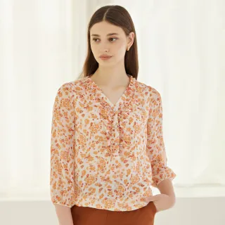 【ILEY 伊蕾】雙色印花荷葉雪紡長洋裝(深咖色；M-XL；1233087422) 歷史價格詳細信息