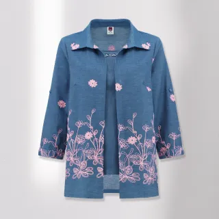 【ILEY 伊蕾】高雅粉系刺繡假兩件牛仔純棉上衣(藍色；M-XL；1223081524) 價格比較,價格查詢,歷史價格詳細信息