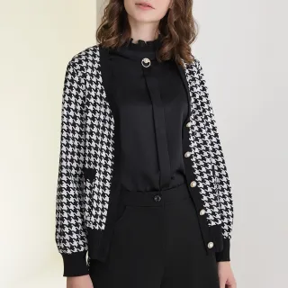 【ILEY 伊蕾】復古籐籃格紋造型拼接針織上衣1214281609(灰) 歷史價格詳細信息