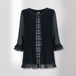 【ILEY 伊蕾】氣質釘珠香水印花拼接蕾絲袖針織上衣(灰色；M-XL；1224075050) 歷史價格詳細信息