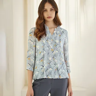 【ILEY 伊蕾】柔美花兒印花條紋蕾絲造型上衣1213071879(粉) 歷史價格詳細信息