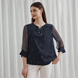 【ILEY 伊蕾】星空雪紡拼接H型洋裝(深藍色；M-2L；1233077416) 歷史價格詳細信息