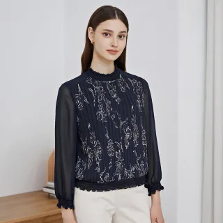 【ILEY 伊蕾】高雅印花造型垂墜領結滑順上衣(杏色；M-2L；1223071406) 歷史價格詳細信息