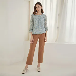 【ILEY 伊蕾】高雅印花造型垂墜領結滑順上衣(杏色；M-2L；1223071406) 歷史價格詳細信息