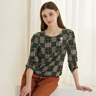 【ILEY 伊蕾】典雅印花雪紡上衣(杏色；M-XL；1231081421) 歷史價格詳細信息