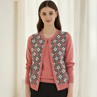 【ILEY 伊蕾】撞色格紋拼接磨毛上衣(淺綠色；M-2L；1234281604) 歷史價格詳細信息