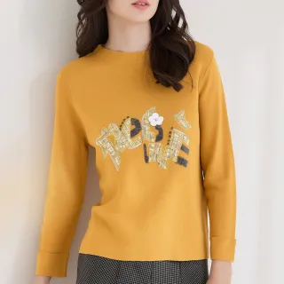 【ILEY 伊蕾】小香貼布燙金質感印花高含棉上衣(黃色；M-XL；1223071224) 歷史價格詳細信息