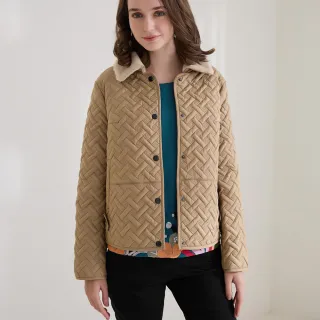 【ILEY 伊蕾】俏皮交叉格紋仿皮草領暗釦鋪棉覆膜布外套(咖色；M-2L；1224014219) 價格比較,價格查詢,歷史價格詳細信息
