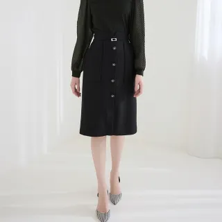 【ILEY 伊蕾】時尚珍珠腰釦俐落修身直筒縲縈褲(黑色；M-2L；1224076532) 歷史價格詳細信息