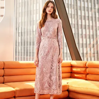 【ILEY 伊蕾】高雅端莊光澤感蕾絲織紋無袖洋裝(粉色；M-XL；1231087017) 歷史價格詳細信息