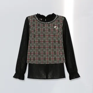 【ILEY 伊蕾】甜美細格紋毛呢拼接雪紡假兩件洋裝(深藍色；M-XL；1223017029) 歷史價格詳細信息