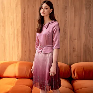 【ILEY 伊蕾】高雅端莊光澤感蕾絲織紋無袖洋裝(粉色；M-XL；1231087017) 歷史價格詳細信息