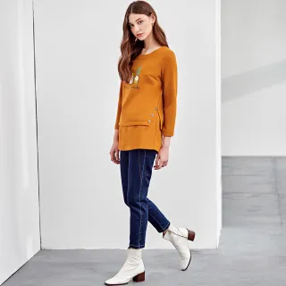 【ILEY 伊蕾】文藝復興絲巾拼接娃娃領針織上衣(杏色；M-XL；1233405002) 歷史價格詳細信息