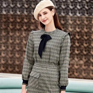 【ILEY 伊蕾】甜美細格紋毛呢拼接雪紡假兩件洋裝(深藍色；M-XL；1223017029) 歷史價格詳細信息